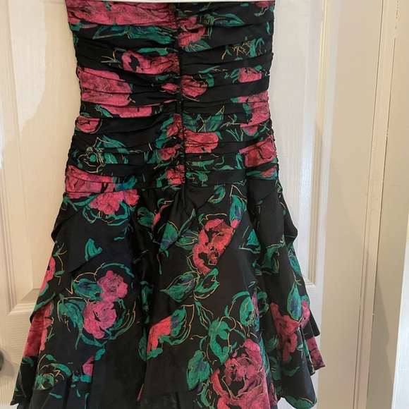 Floral and black sassy cocktail party dress - Picture 2 of 3